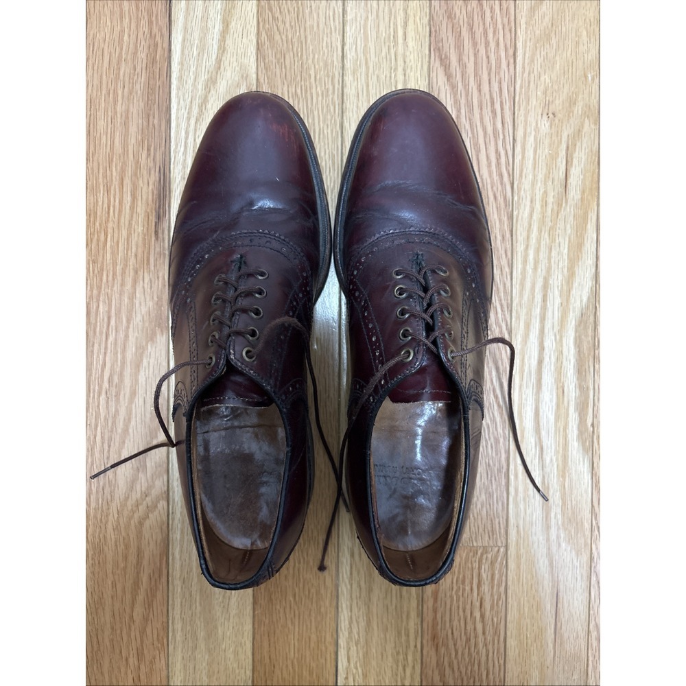L.L. Bean‎ Mens Saddle Shoes Burgundy Leather Plain Toe Dress Oxfords Size 8